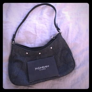 YSL super cute black leather and denim purse